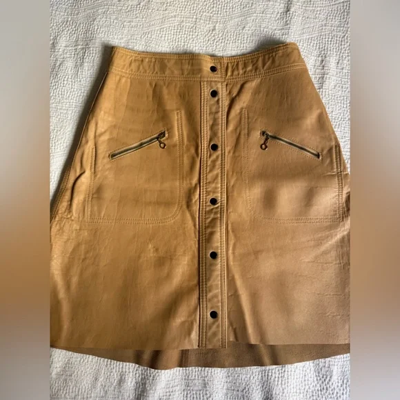 Vintage 70’s suede/leather Reversible A-line Midi Skirt. Snap button front. M - Picture 11 of 13